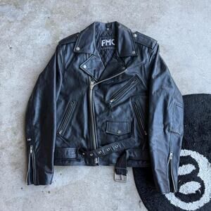 Y2K Vintage 90s Cross Zip Leather Jacket